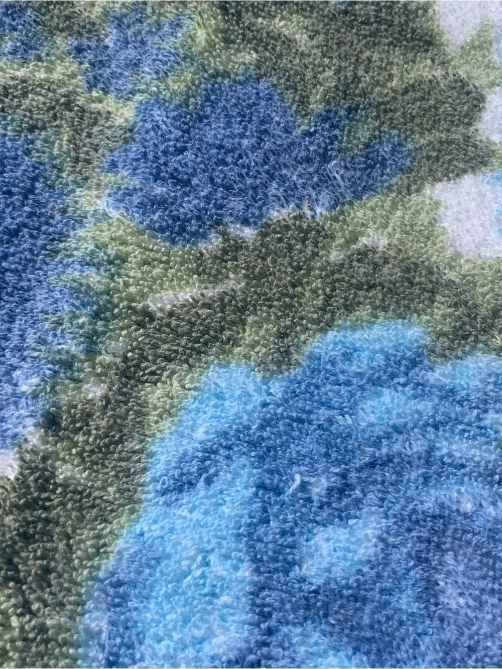 Vintage 70s Blue Roses Towel Mod Grandmacore